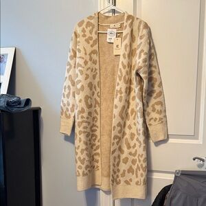 Cream and Tan Leopard Print Cardigan